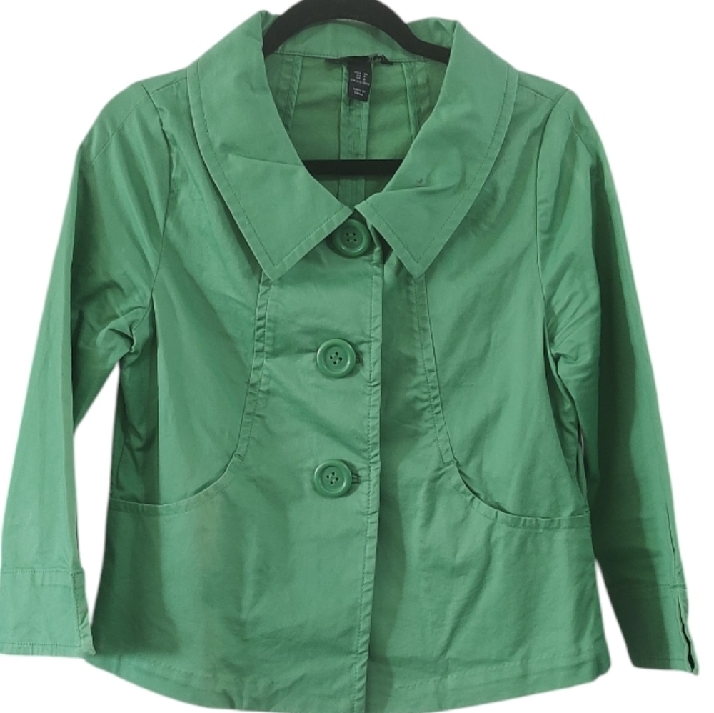H&M Women's Vibrant Green Button-Up Jacket